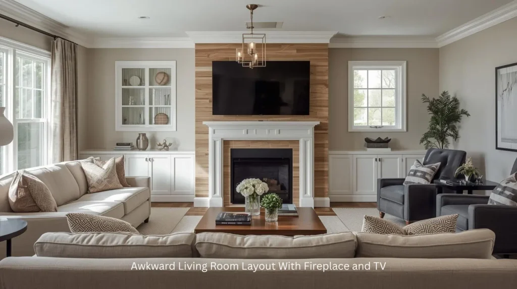 Awkward Living Room Layout With Fireplace and TV by Homeimprovementdiy.com